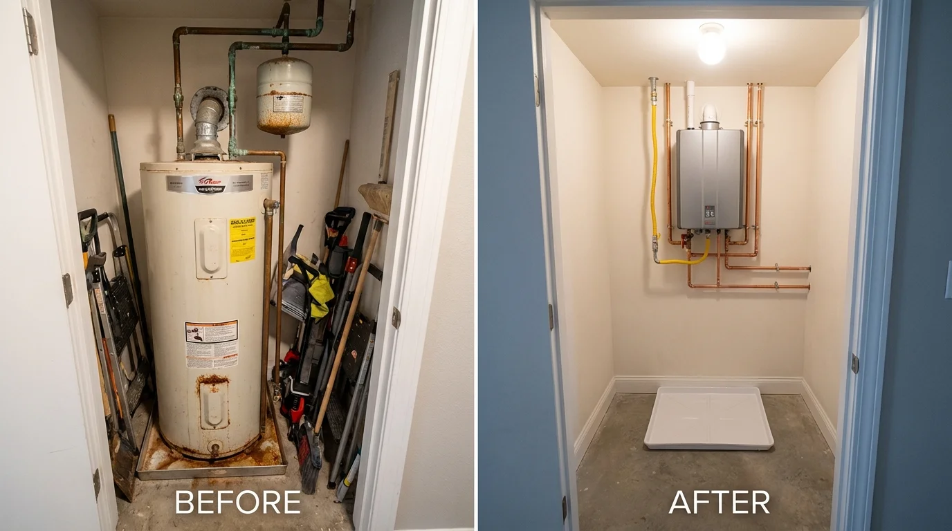 Tank water heater versus wall-mounted tankless unit comparison for Hammond, LA homeowners